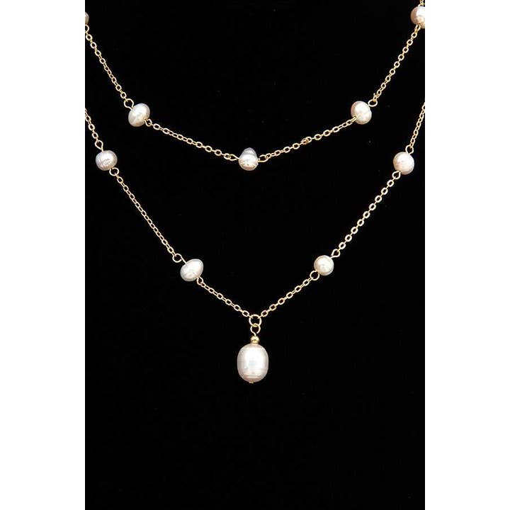 anbfashion - Wholesale Pendant/Charm Necklace - FRESHWATER PEARL PENDANT LAYERED NECKLACE 8361