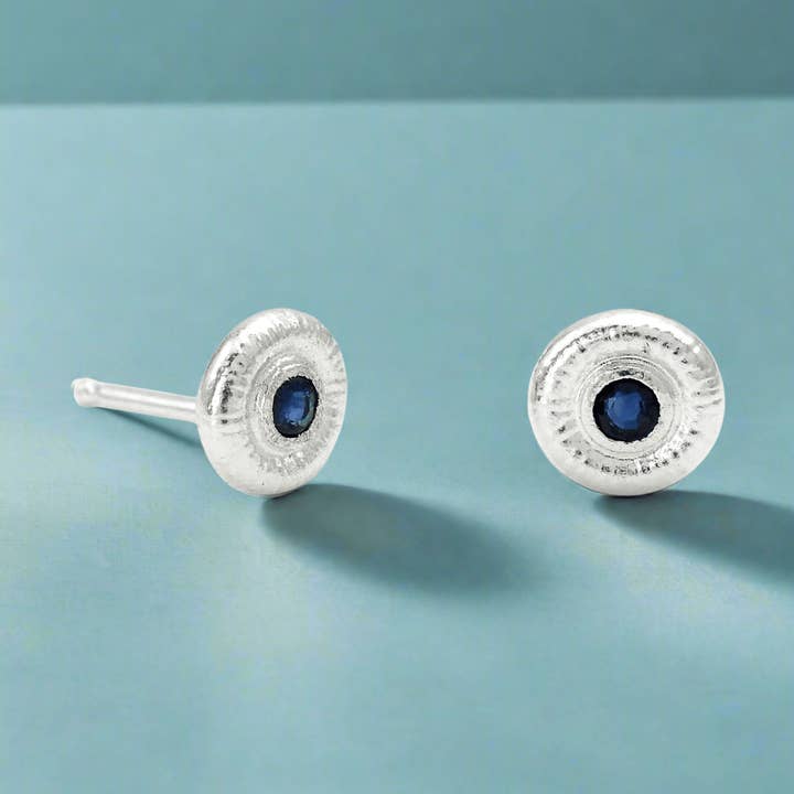 Blue Sapphire Post Earring for wholesale by J + I Jewelry