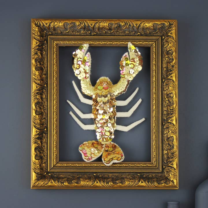 Lorenzo the Lobster Sequin Ornament for wholesale by Kate Gwilliam