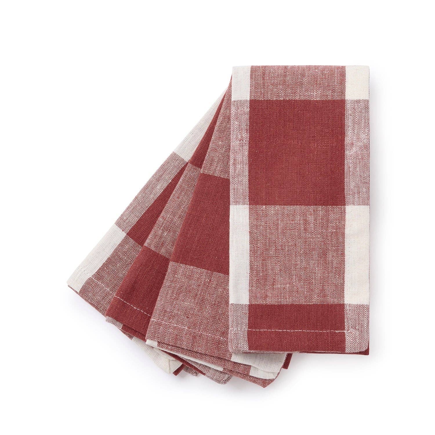 Sophie Allport – wholesale Dinner & cloth napkin – Rustic Red Gingham Linen Napkins (Set of 4)3