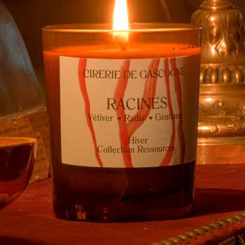 RADICI - Candela alla Miscela di Vetiver, Ravanello, Genziana per la vendita all'ingrosso da parte di Cirerie de Gascogne (US/CAN)-Distributed by Scents of Europe
