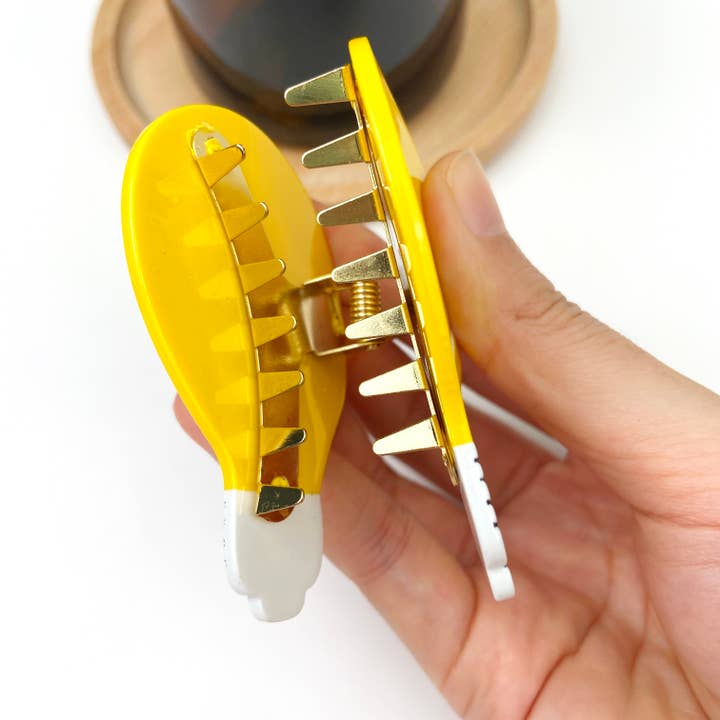 yellow Creative cute light bulb alloy hair clip for wholesale on Faire