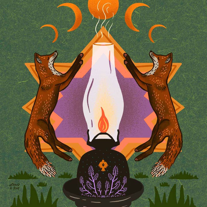 Foxes Warming by Lamplight for wholesale by Land & She