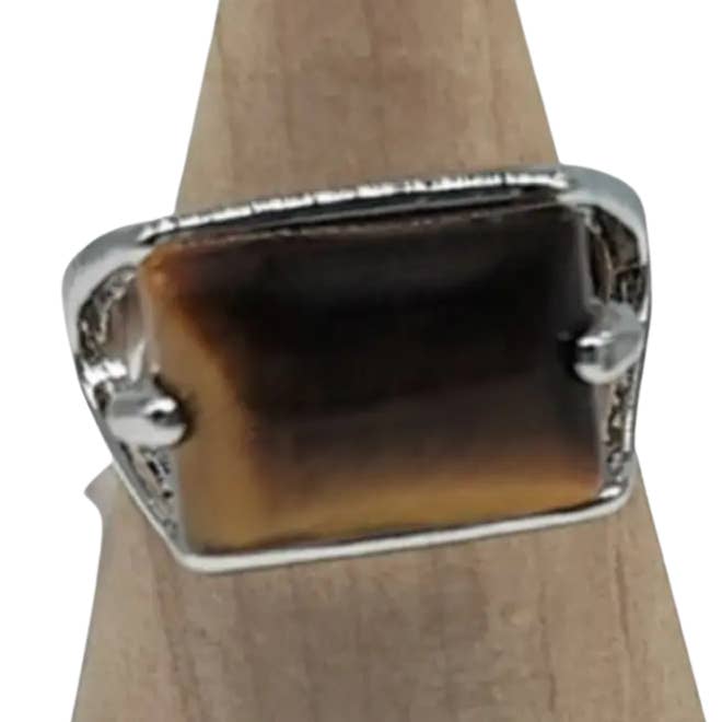 Anillo con forma de ojo de tigre, cuadrado, tamaño 7-10 para venta al por mayor de Arômes & Évasions