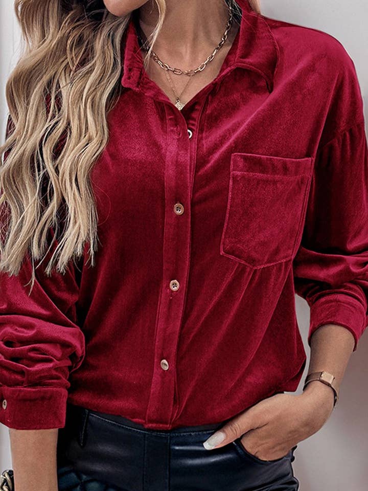 NINEXIS - Wholesale Blouse - Women's - CWTBLL2011_LAPEL LONG SLEEVE SINGLE BREASTED SHIRT