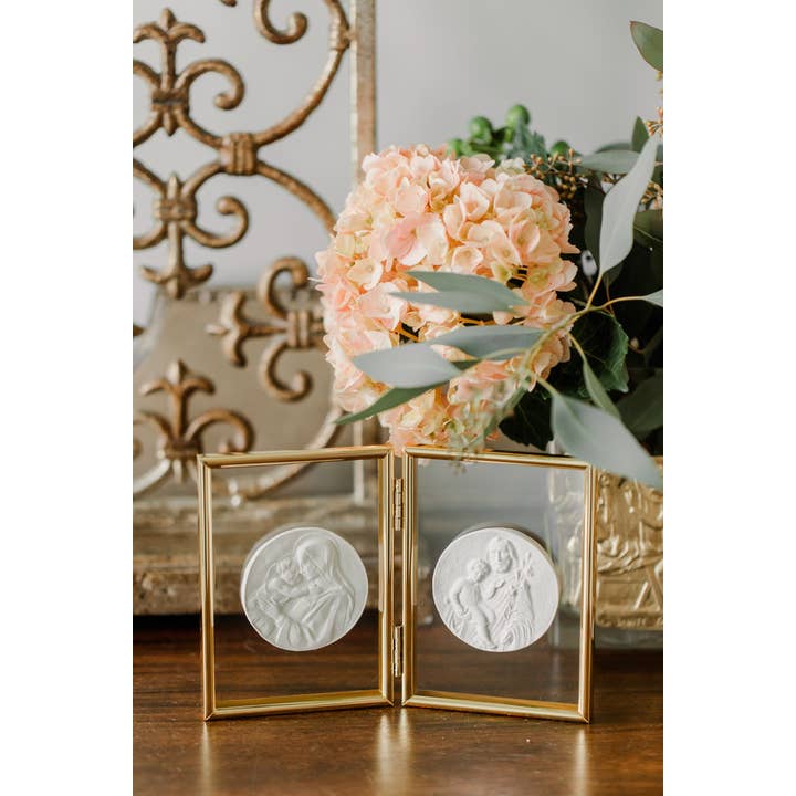 Gezegende Moeder Maria en St. Jozef Intaglio dubbele lijst voor wholesale door BeeStill Design