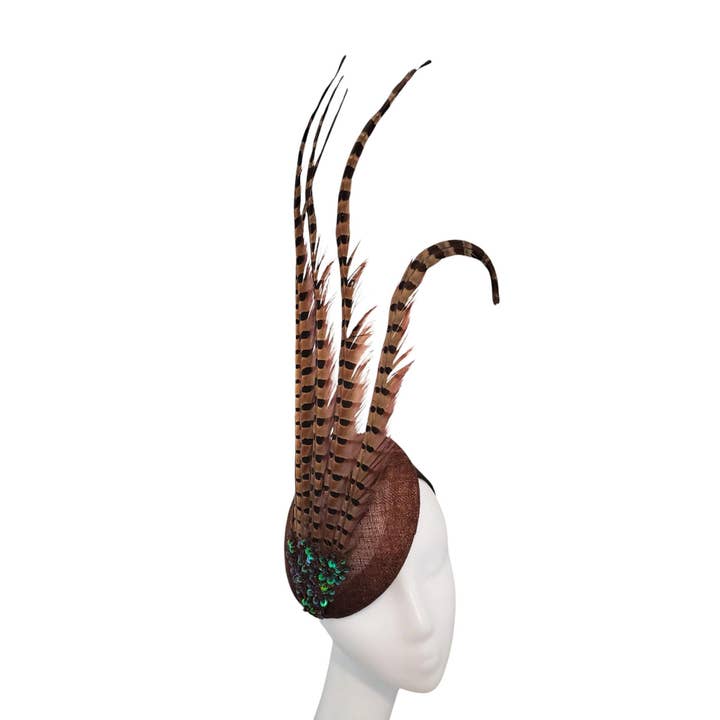 Rehoboth Hats - Wholesale Fascinator Hat - Women's - Sinamay Pillbox Hat with Pheasant Feathers for Events7