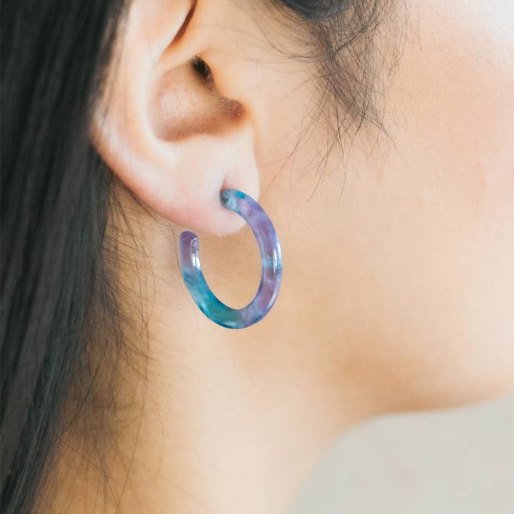 Bright Blue & Purple Small Hoop Earrings for wholesale by Amber & Orange