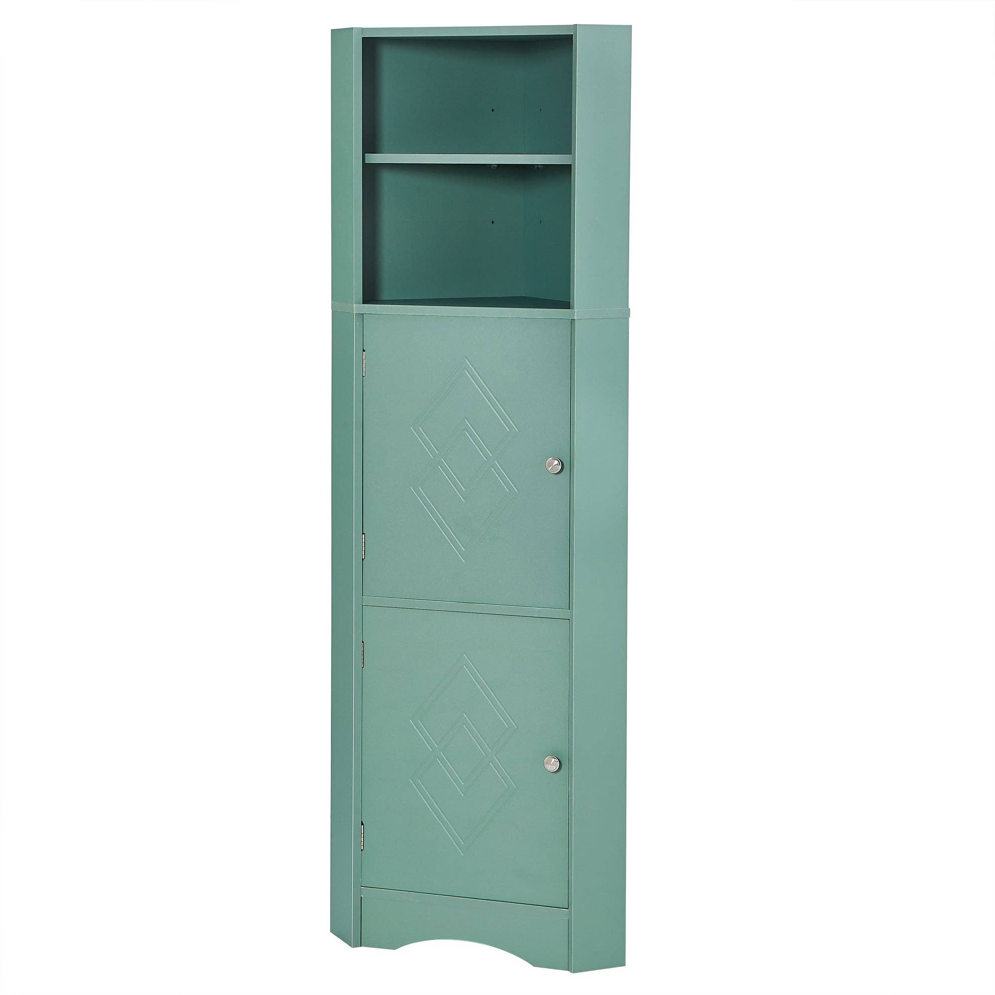 Orange County Decor - Wholesale Cabinet - Tall Bathroom Corner Cabinet, Freestanding Storage Cabinet With Doors And Adjustable Shelves, Mdf Board, Green Green Mdf13