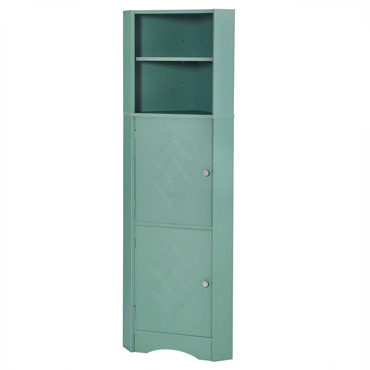 Orange County Decor - Wholesale Cabinet - Tall Bathroom Corner Cabinet, Freestanding Storage Cabinet With Doors And Adjustable Shelves, Mdf Board, Green Green Mdf13