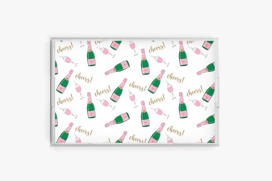 Clairebella Personalized Gifts & Pillows - Wholesale Decorative Tray - Champagne Acrylic Tray | Serving Tray | Dinner Table Tray1