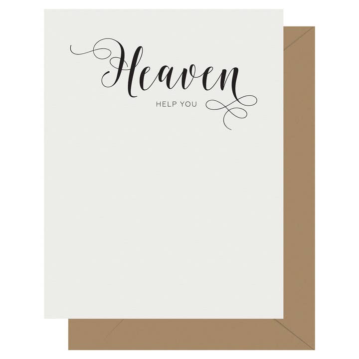 Crass kalligrafie Heaven Letterpress wenskaart voor wholesale door Letterpress Jess