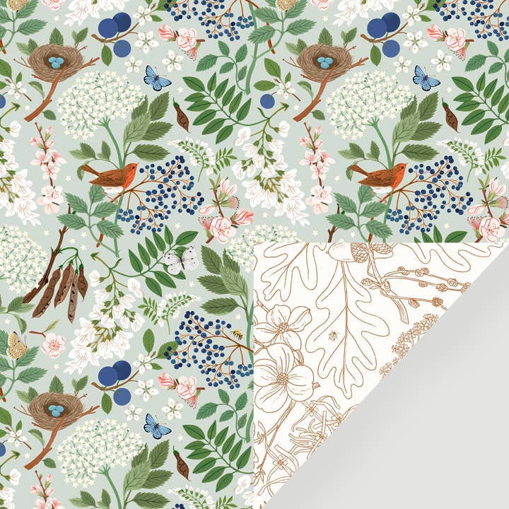 Botanica Paper Co. - Wholesale Flat Wrap - FLOWERING TREES | Double Sided Wrapping Paper