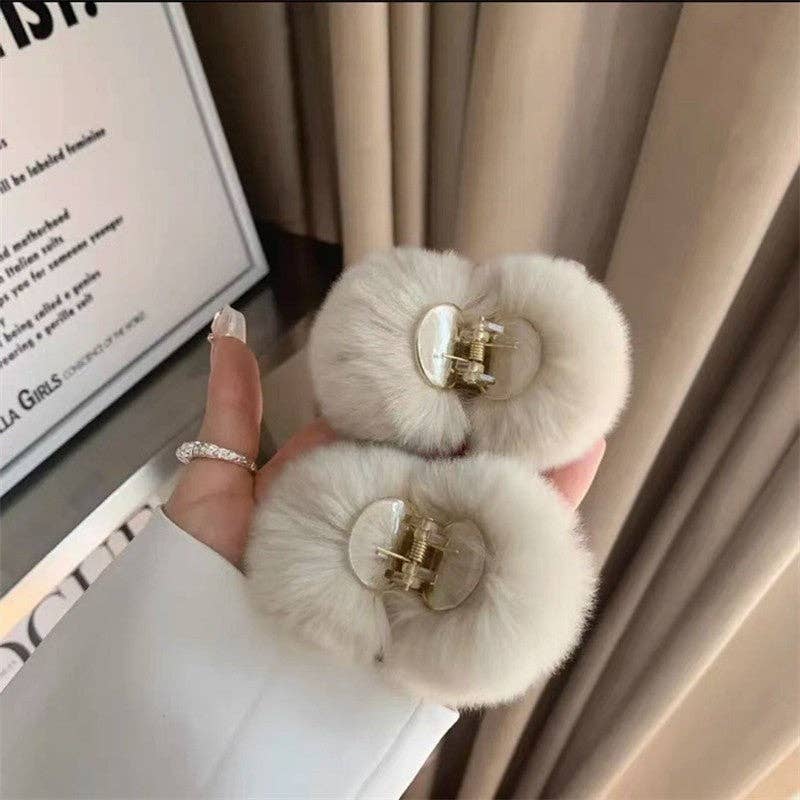 FurDecoration - Wholesale Hair Clip - Women's - Fluffy Rex Rabbit Fur Small Hair Claw Hair Clip5