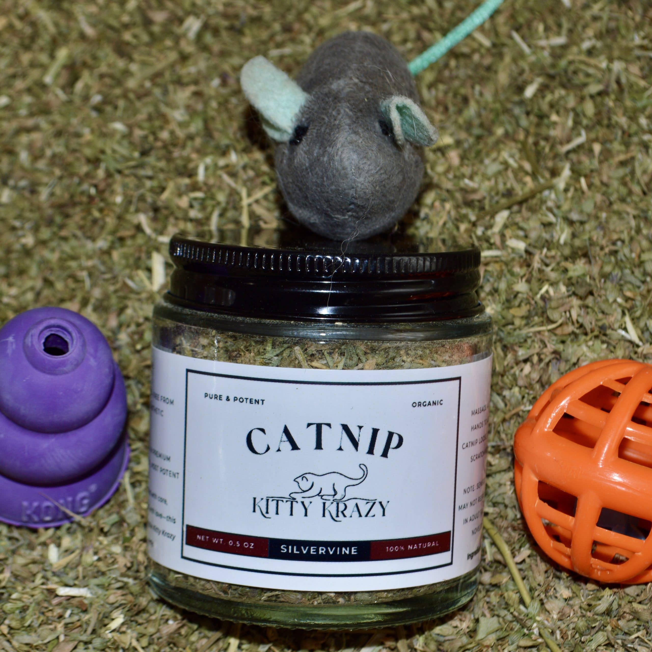 Kitty Krazy - Wholesale Catnip - Kitty Krazy Silvervine Top-Shelf Organic Catnip 0.5 OZ2