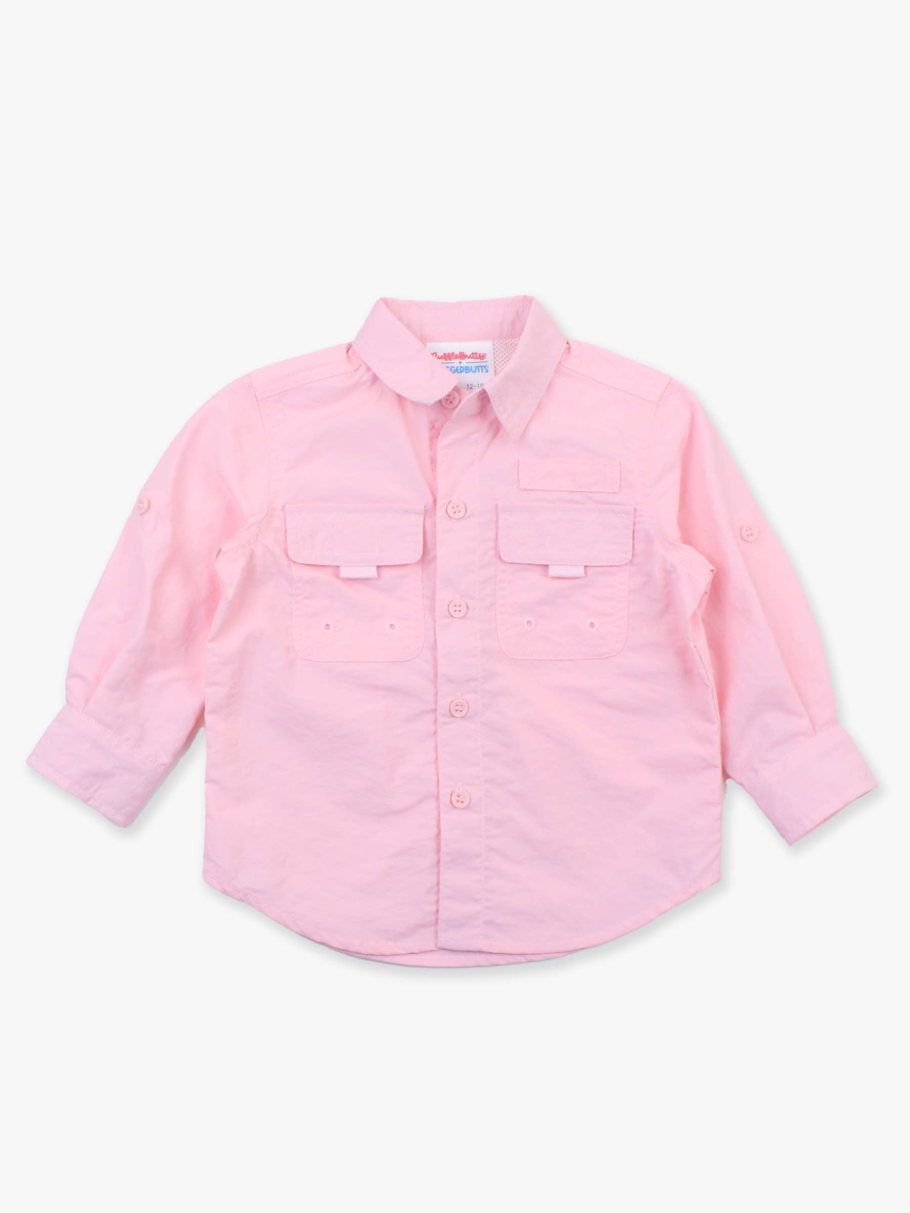 Kids Pink Sun Protective Button Down Fishing Shirt for wholesale on Faire5
