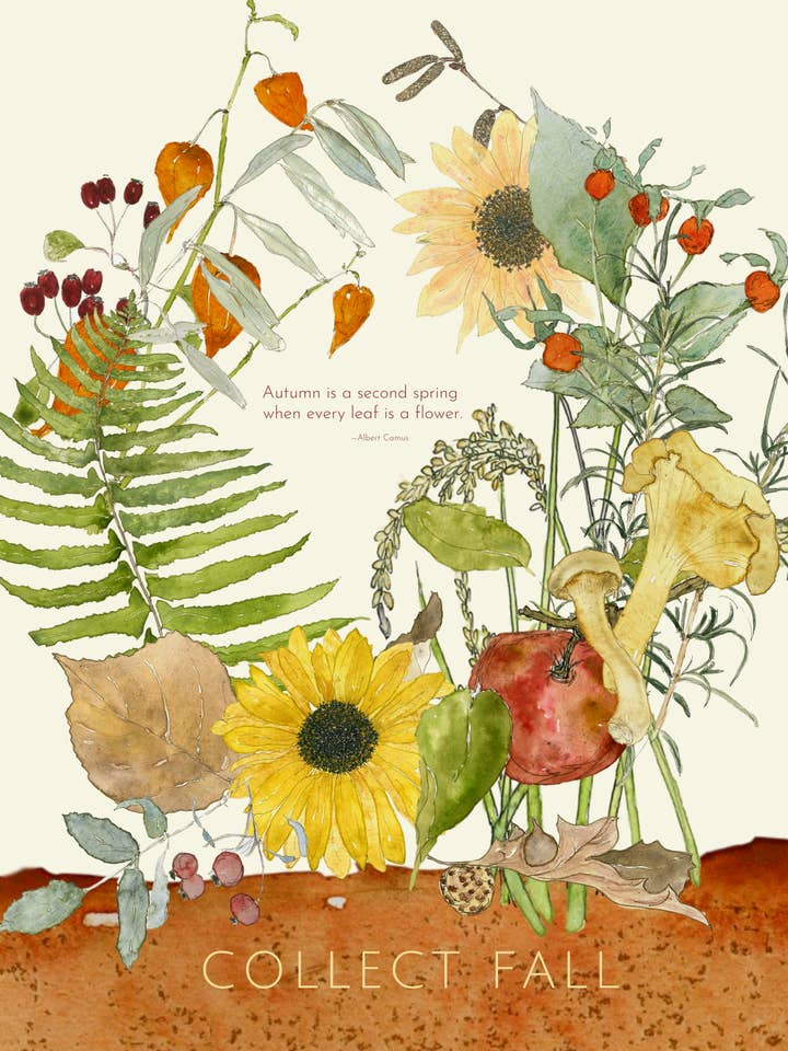 Mini affiche — Collect Fall « Chaque feuille est une fleur... » pour la vente par Leafy Lexicon