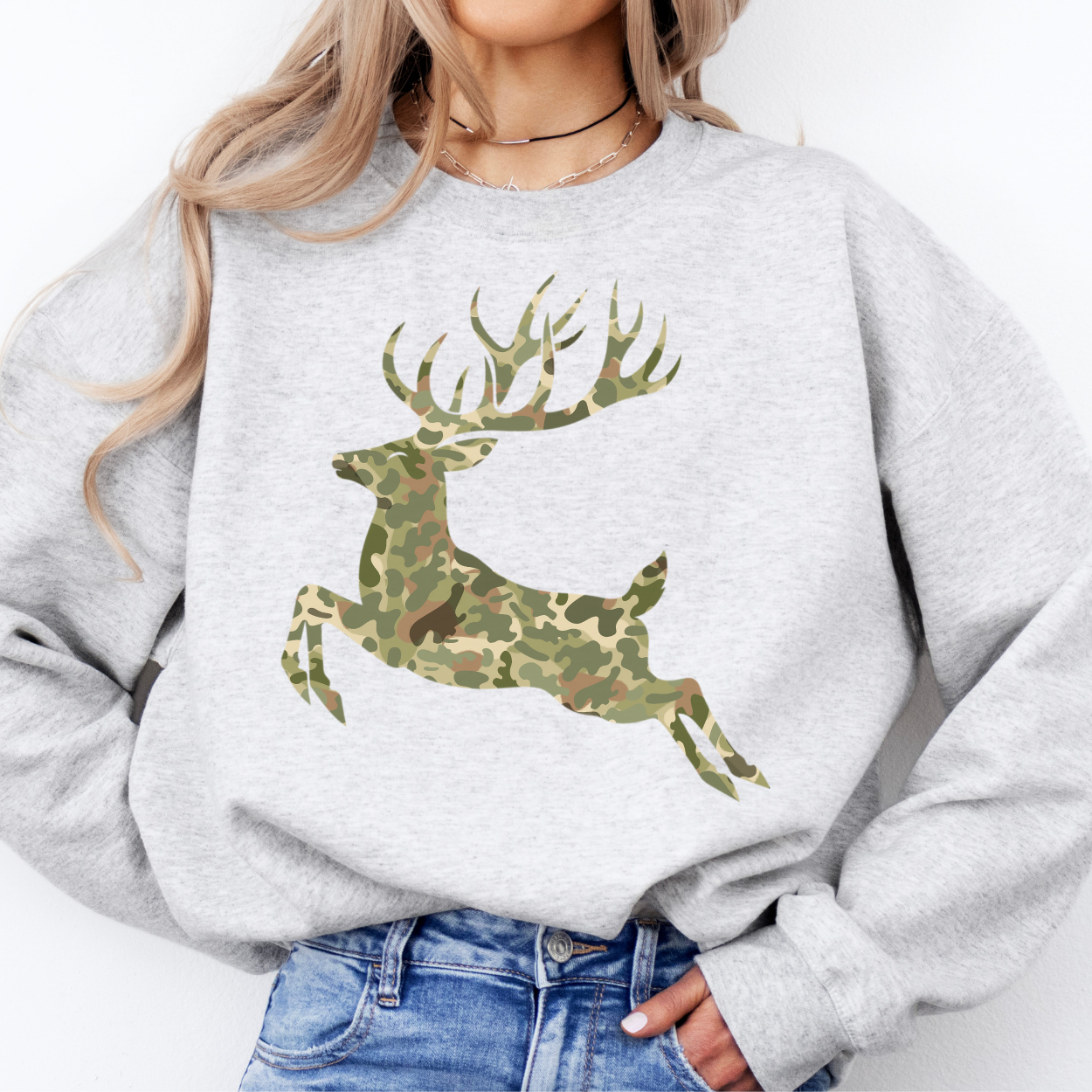 ATTA TOOD Wholesale - Wholesale Graphic Sweatshirt - Women's - Camouflage buck unisex sweatshirt, Hunting Season, Fall top6