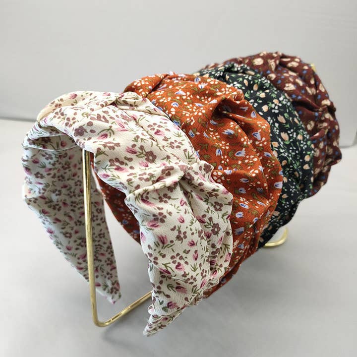 TRENDY FLORAL PLEATED HEADBAND_CWAHA2596 for wholesale by ACCITY