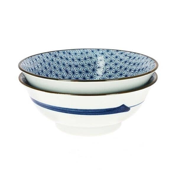 Sashiko Design Salad Bowl Diam. 20.5 x 8 cm 2pcs Set for wholesale by Maison jiki