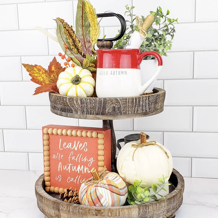 Liz + Ivy - Wholesale Decorative tray - Leaves Falling Tiered Tray Décor Bundle3