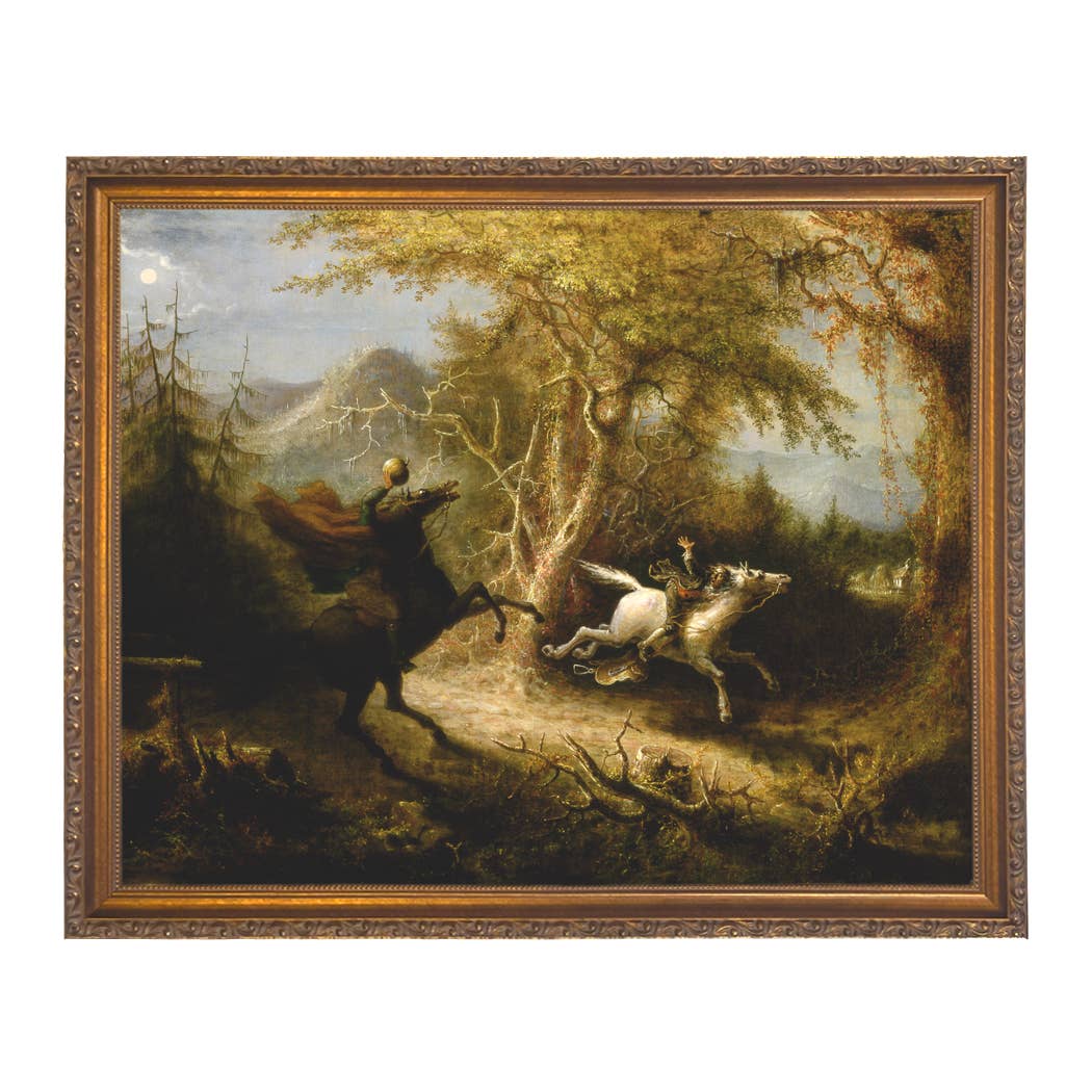 Madison Bay Co. - Historical Home Decor Reproductions - Wholesale Schilderen/Tekenen - Schilderijafdruk van de Ruiter zonder Hoofd die Ichabod Crane Achtervolgt9