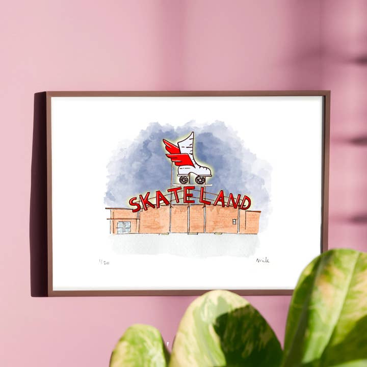 Acuarela: Skate land, Memphis, EE. UU. (18x13 cm) para venta al por mayor de Atelier Nunila