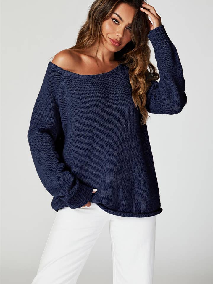 Comfy Jumper Top In Navy for wholesale on Faire