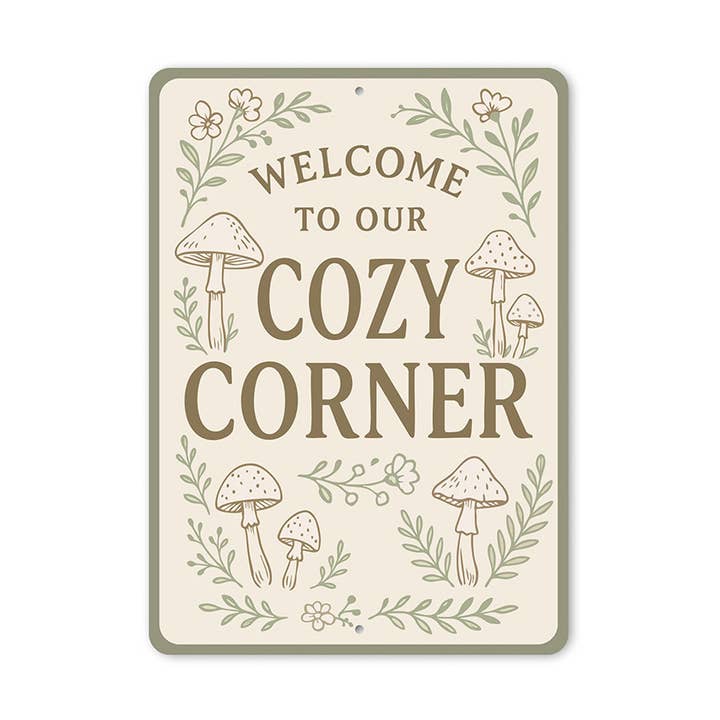 Velkommen til Vores Hyggelige Hjørne Metal Hjertevarmende Hjemmeskilt for engroshandel hos Lizton Sign Shop, Inc