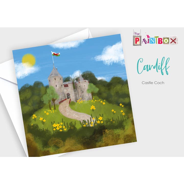 Pintura del Castillo Coch - Paquete de Cartas Galés x6 en Blanco para venta al por mayor de The Paintbox