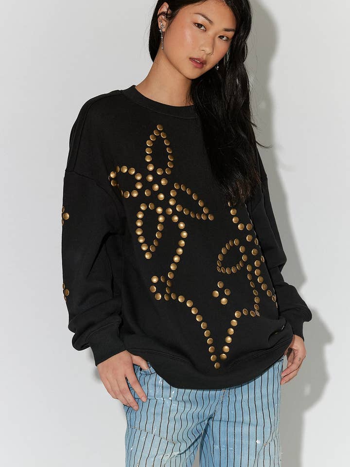 Ragabond Stud Flower Pullover for wholesale by Ragabond Studio