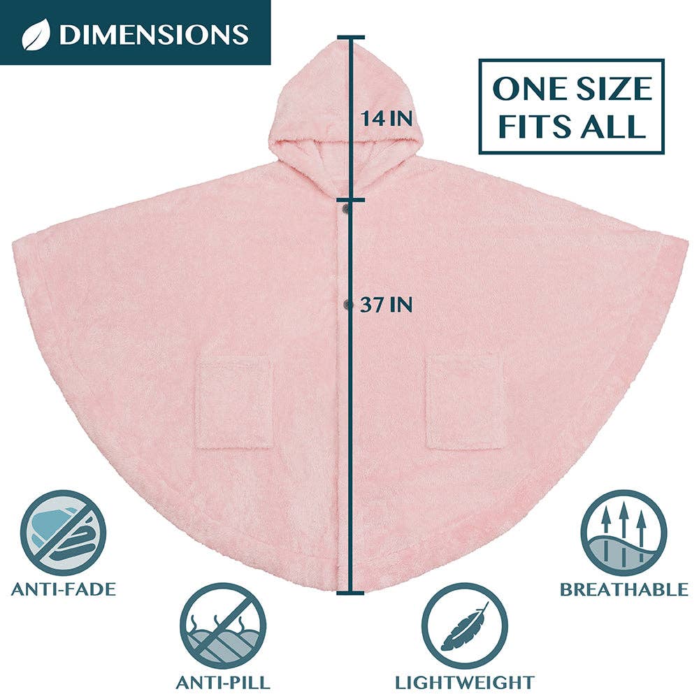 Pavilia - Wholesale Poncho - Women's - Angel Wrap Hoodie Sherpa Fluffy Poncho Blanket42