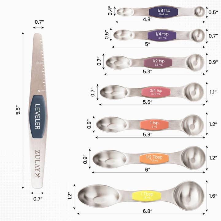 Zulay Kitchen - Wholesale Measuring spoon - Stackable Magnetic Spoons Set of 8 - Stainless Steel9
