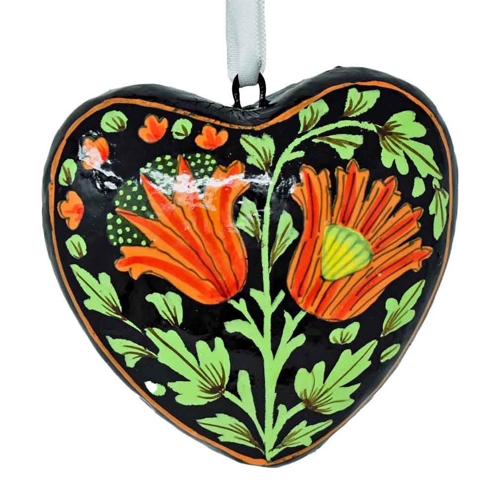 Fair to Trade Ltd – wholesale Ornament set – Papier-mâché Hanging Heart Decorations -Arts & Craft Designs1
