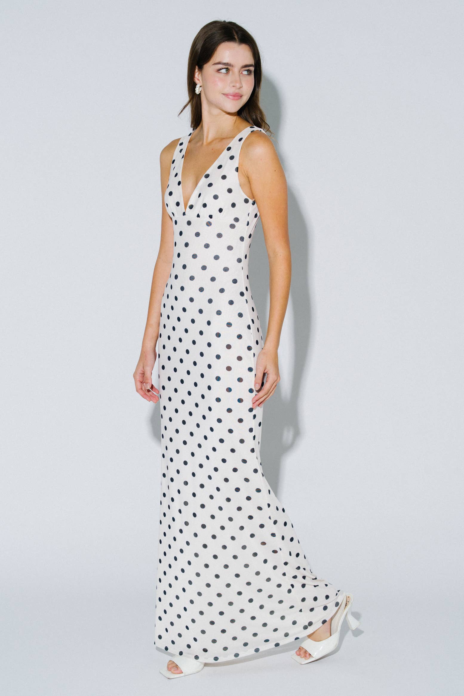 Blue Blush - Wholesale Dress - Women's - Chic Mesh Polka Dot Maxi Dress10