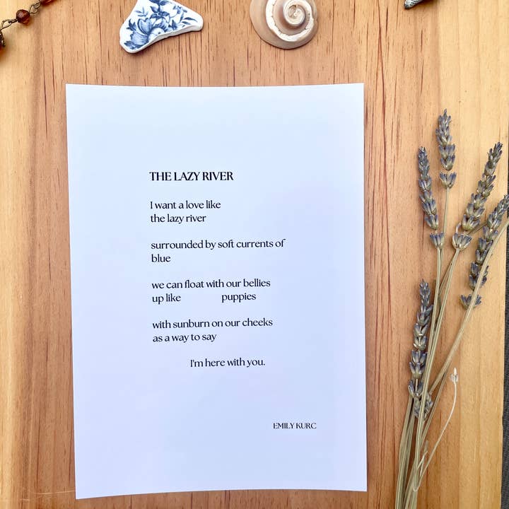 The Lazy River Poetry Print 5x7 for wholesale by Local Introvert