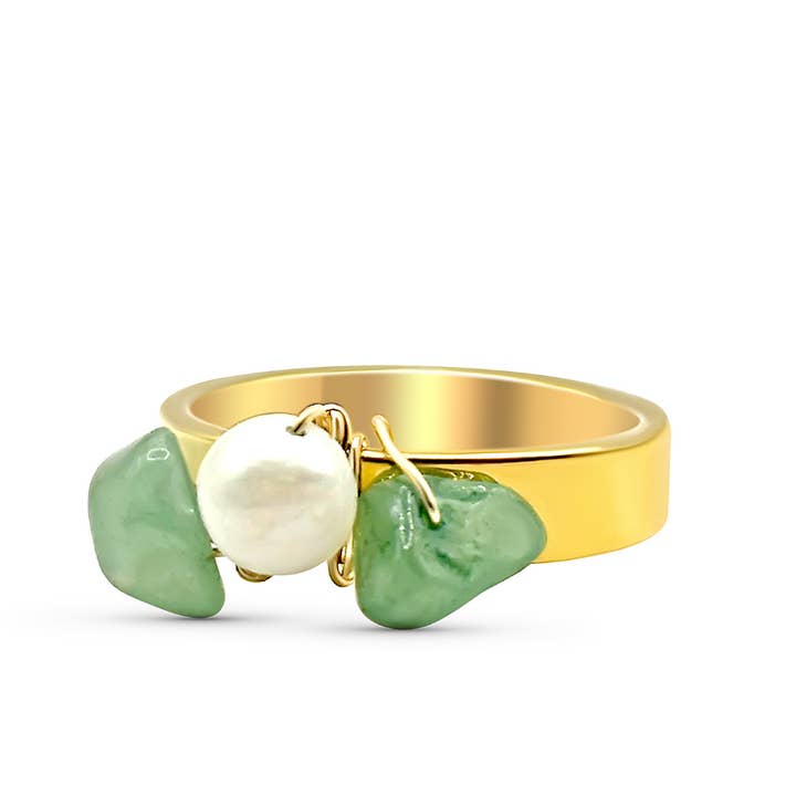 Camilla Limón - Wholesale Cocktail/Statement Ring - Fresh Water Pearl with Gemstones Gold Ring9
