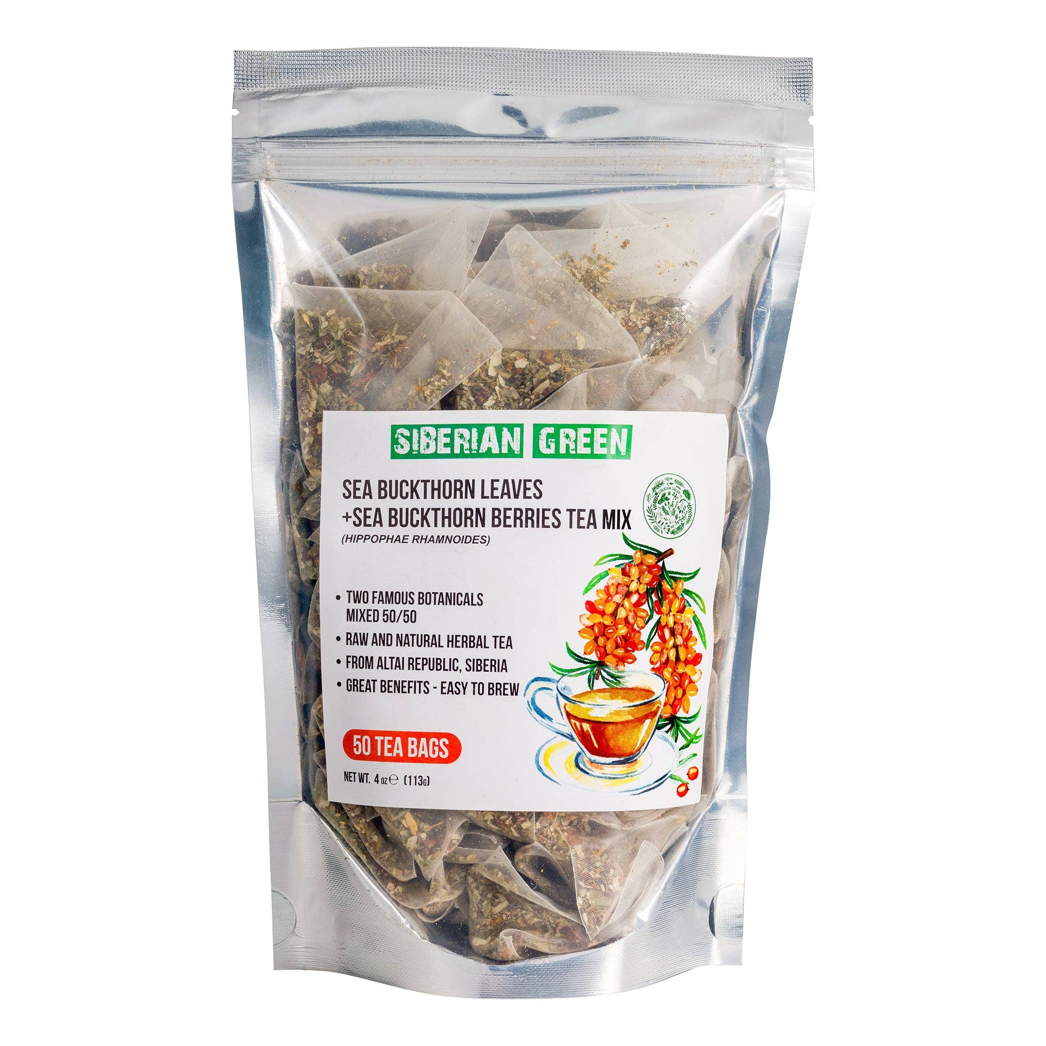 SiberianGreen - Wholesale Tea Bags - Sea Buckthorn Berry & Leaf Tea – 50-Pack Caffeine-Free Herbal Tea5