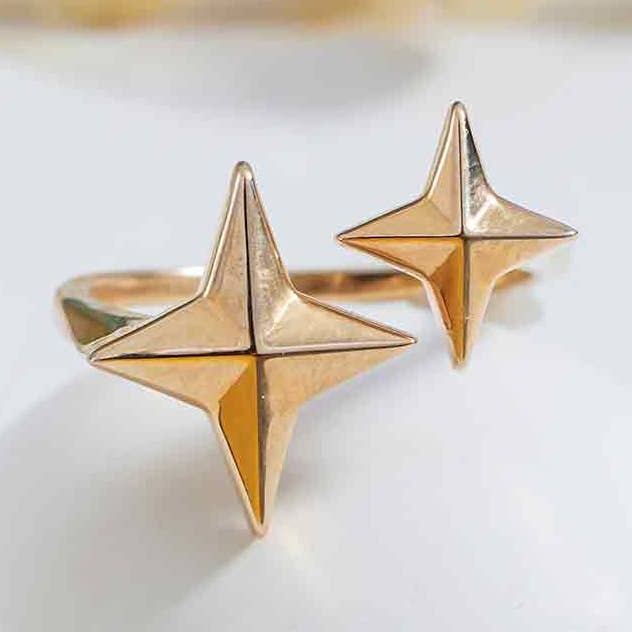 Nina Designs - Vendita all'ingrosso Anello midi/a fascia - Anello regolabile Stella Polare in argento sterling o bronzo5