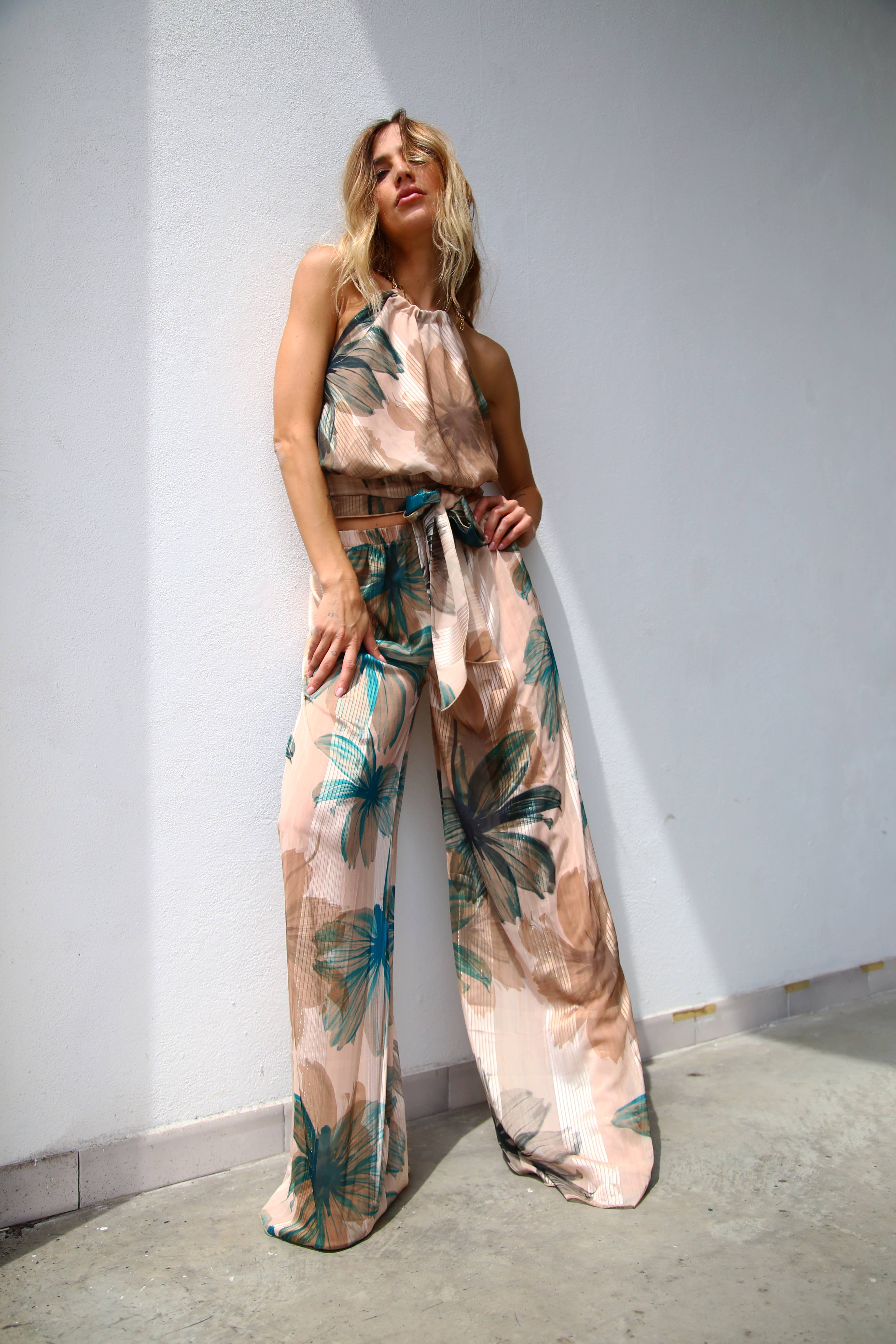 DEVOIREE KOBOLTBLOMSTER P4052 Devoire blå blomster bell-bukser for engroshandel på Faire6