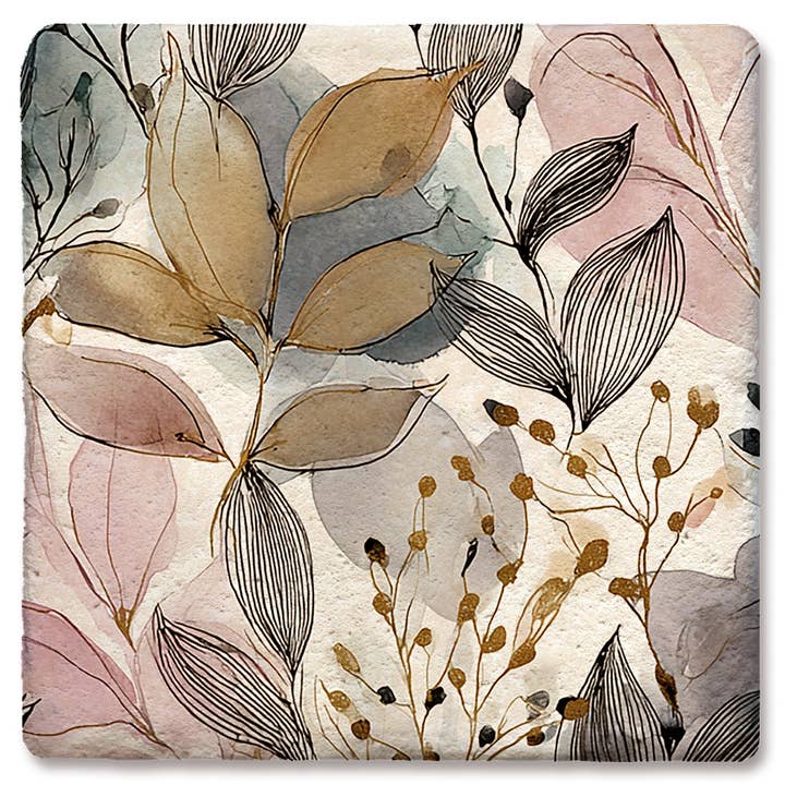 Coaster Floral Leaves #2 for wholesale by Tipsy Coasters & Gifts