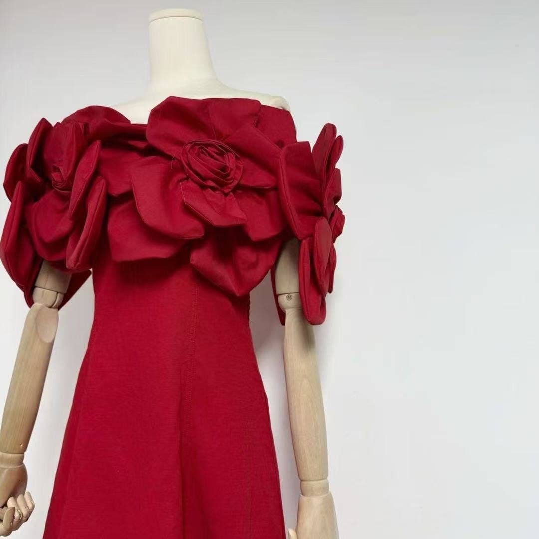 Productseeker - Wholesale Skirt - Women's - DR493 Elegant A-Line Skirt with 3D Floral Slim Fit Design15