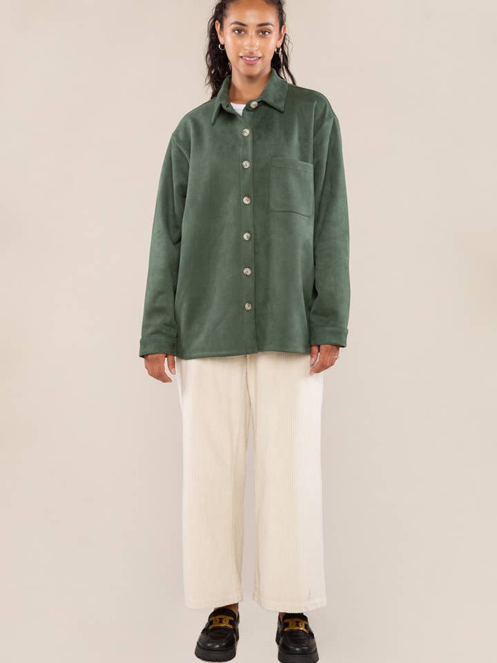 Willa Faux Mocka Knapp Upp Shacket för wholesale av NLT