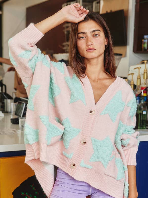 BUCKETLIST – wholesale Cardigan – Women’s – IT1670 Oversized Star Pullover Sweater Cardigan6