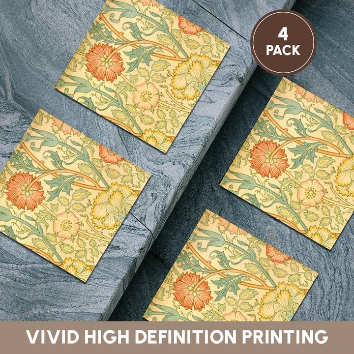 3dRose - Wholesale Coasters - 3dRose, William Morris Pink and Rose - Green Garden Flower Floral Pattern, Coaster5