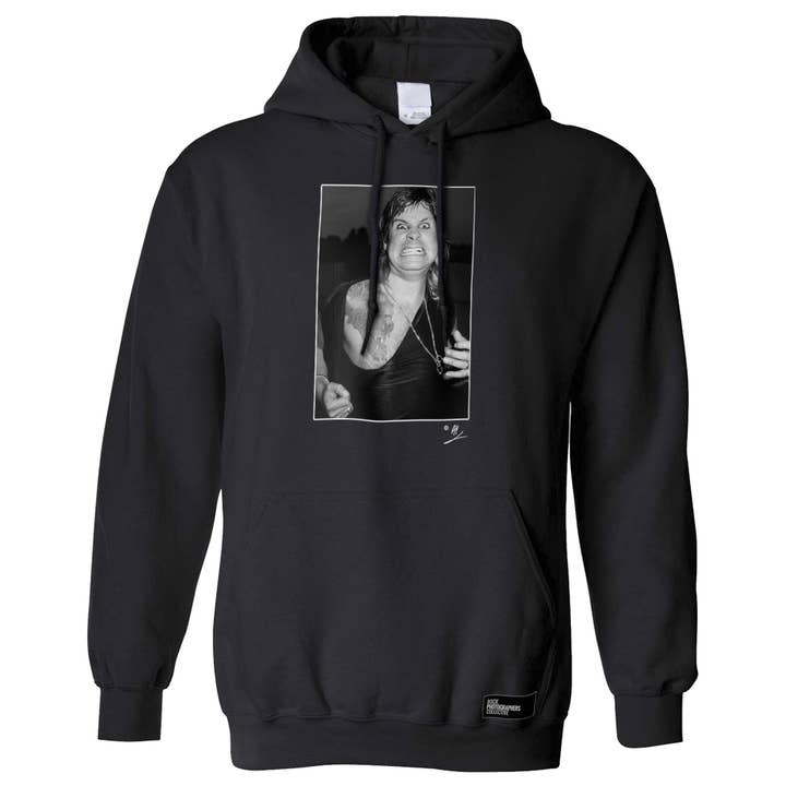 Ozzy Osbourne b&w portrait Hoodie for wholesale by Rock Photographers Collective