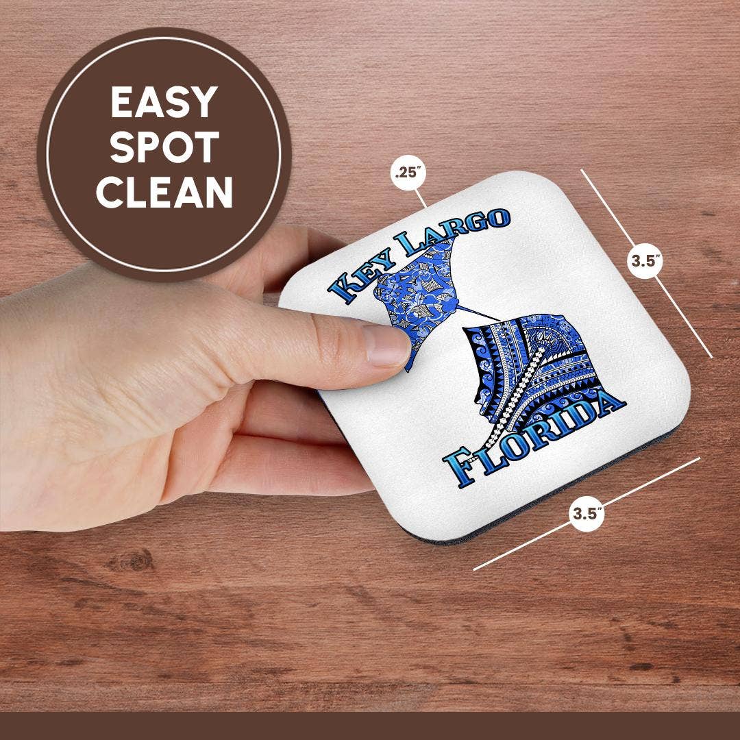 3dRose - Wholesale Coasters - 3dRose, Blue tribal stingray for any vacation to Key largo, Florida, Coaster13