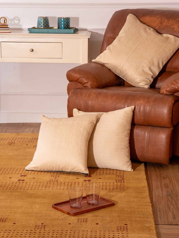 Decorative Cushion Covers Polycotton Solid Beige Set of 2 for wholesale by Kika Home Collections