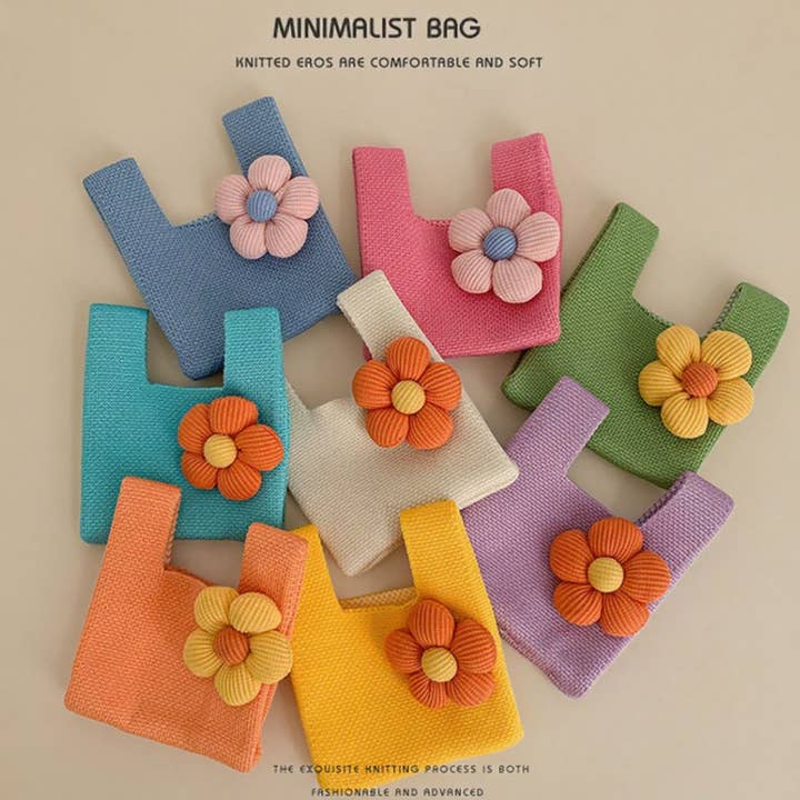 COLORFUL FLOWER ACCESSORIES KNITTED BAG PENDANT_CUAB00346 for wholesale by DOUBLJU