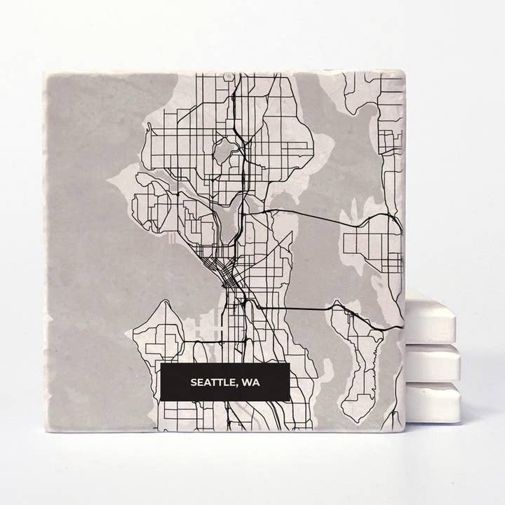 Seattle Modern Map Coasters for wholesale by Versatile Coasters